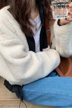 Joana Wool Bomber Jacket - Y2K Summer Grunge, 90s Retro, Pastel Goth, Y2K Party & Club Out