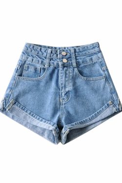 Jovi High Waist Denim Shorts - Y2K Summer Grunge, 90s Retro, Y2K Party & Club Outfits