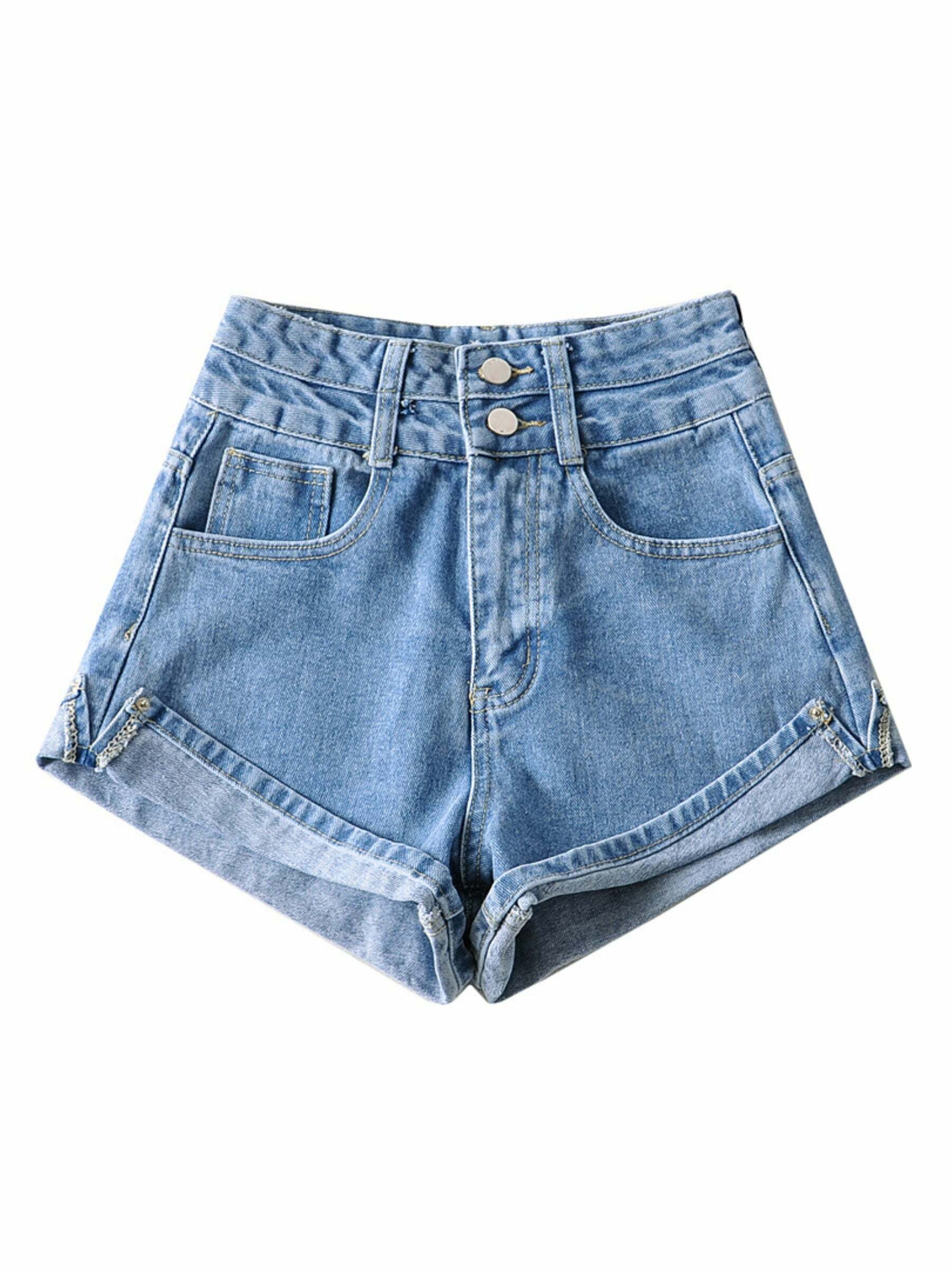 Jovi High Waist Denim Shorts - Y2K Summer Grunge, 90s Retro, Y2K Party & Club Outfits