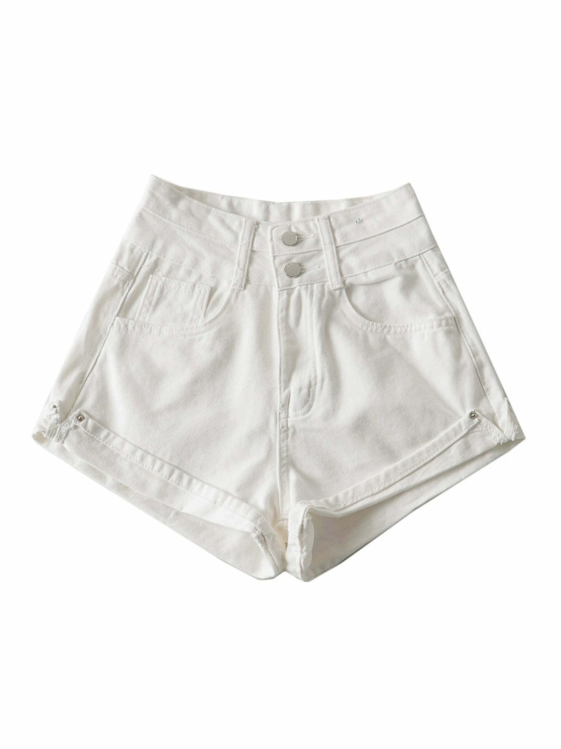 Jovi High Waist Denim Shorts - Y2K Summer Grunge, 90s Retro, Y2K Party & Club Outfits
