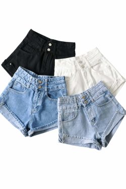 Jovi High Waist Denim Shorts - Y2K Summer Grunge, 90s Retro, Y2K Party & Club Outfits