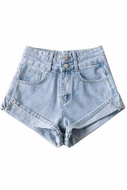 Jovi High Waist Denim Shorts - Y2K Summer Grunge, 90s Retro, Y2K Party & Club Outfits