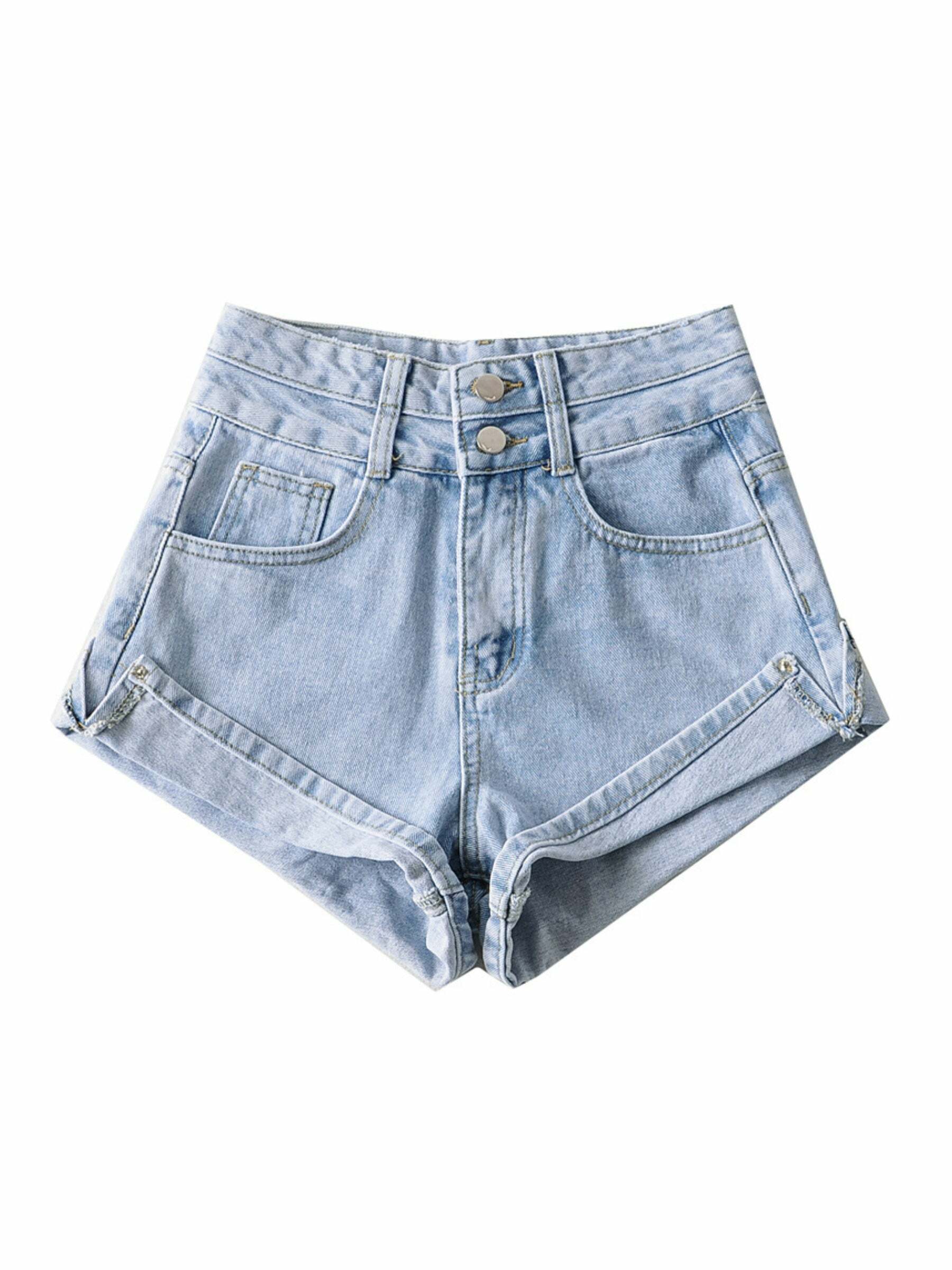 Jovi High Waist Denim Shorts - Y2K Summer Grunge, 90s Retro, Y2K Party & Club Outfits