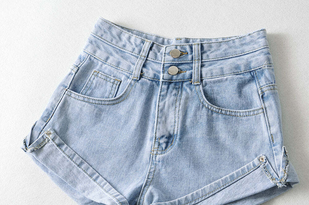 Jovi High Waist Denim Shorts - Y2K Summer Grunge, 90s Retro, Y2K Party & Club Outfits