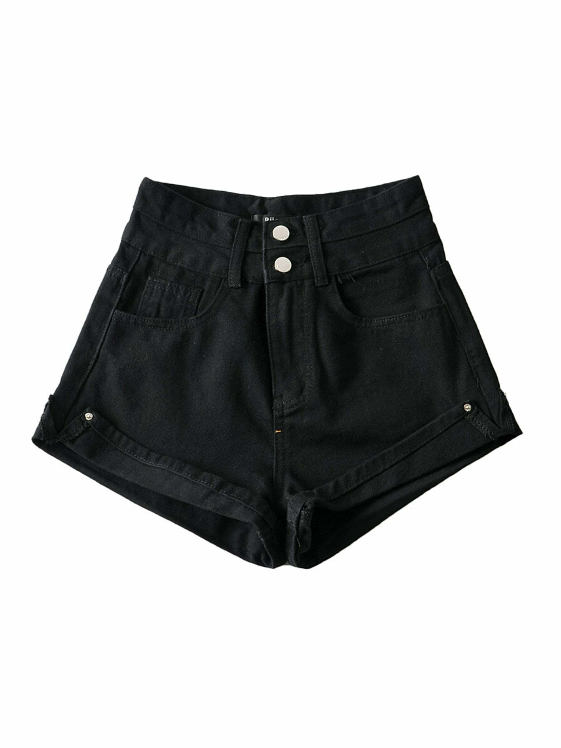 Jovi High Waist Denim Shorts - Y2K Summer Grunge, 90s Retro, Y2K Party & Club Outfits