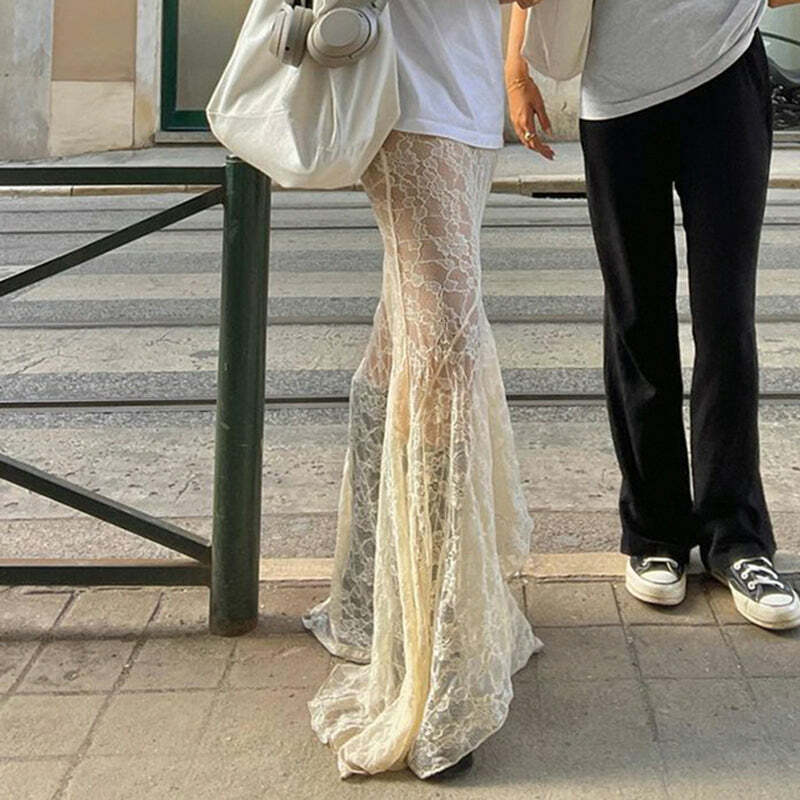 Jurnee Lace Maxi Skirt - Y2K Summer Grunge Outfit, 90s Fashion, Retro Style, Gothic Y2K Vibes