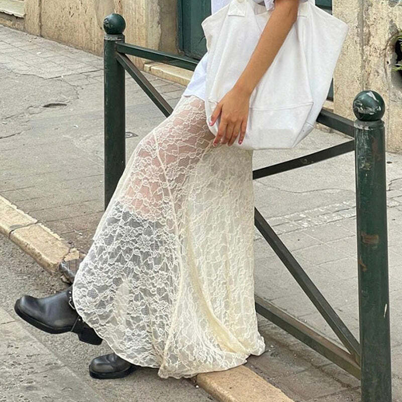 Jurnee Lace Maxi Skirt - Y2K Summer Grunge Outfit, 90s Fashion, Retro Style, Gothic Y2K Vibes