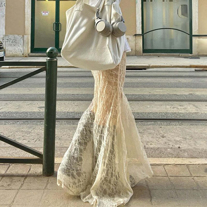 Jurnee Lace Maxi Skirt - Y2K Summer Grunge Outfit, 90s Fashion, Retro Style, Gothic Y2K Vibes