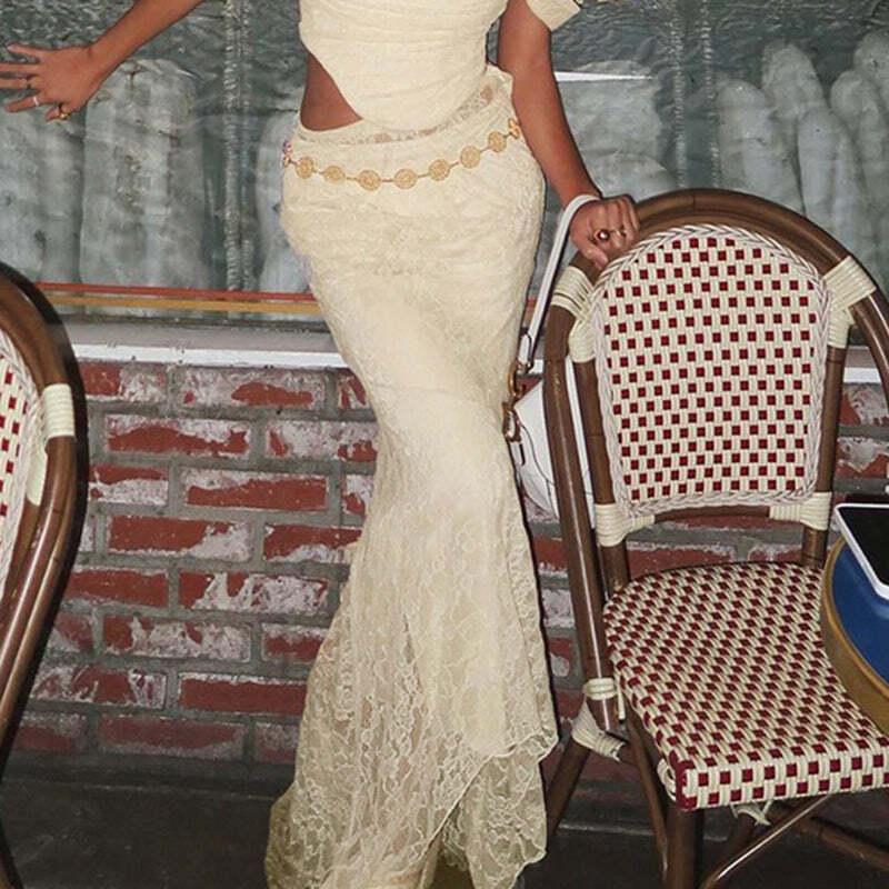 Jurnee Lace Maxi Skirt - Y2K Summer Grunge Outfit, 90s Fashion, Retro Style, Gothic Y2K Vibes