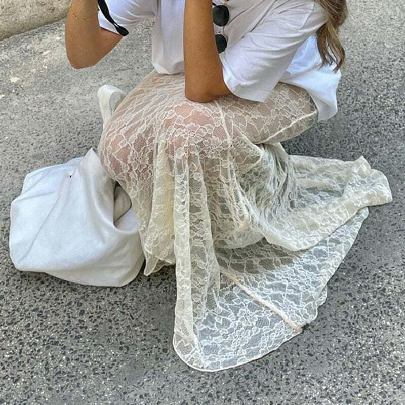 Jurnee Lace Maxi Skirt - Y2K Summer Grunge Outfit, 90s Fashion, Retro Style, Gothic Y2K Vibes