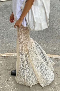 Jurnee Lace Maxi Skirt - Y2K Summer Grunge Outfit, 90s Fashion, Retro Style, Gothic Y2K Vibes