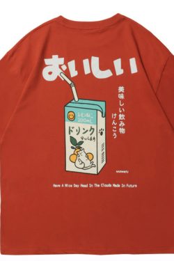 Kanji Juice Box Tee - Y2K Summer Grunge, 90s Retro, Pastel Goth, Y2K Popstar, Baby Te
