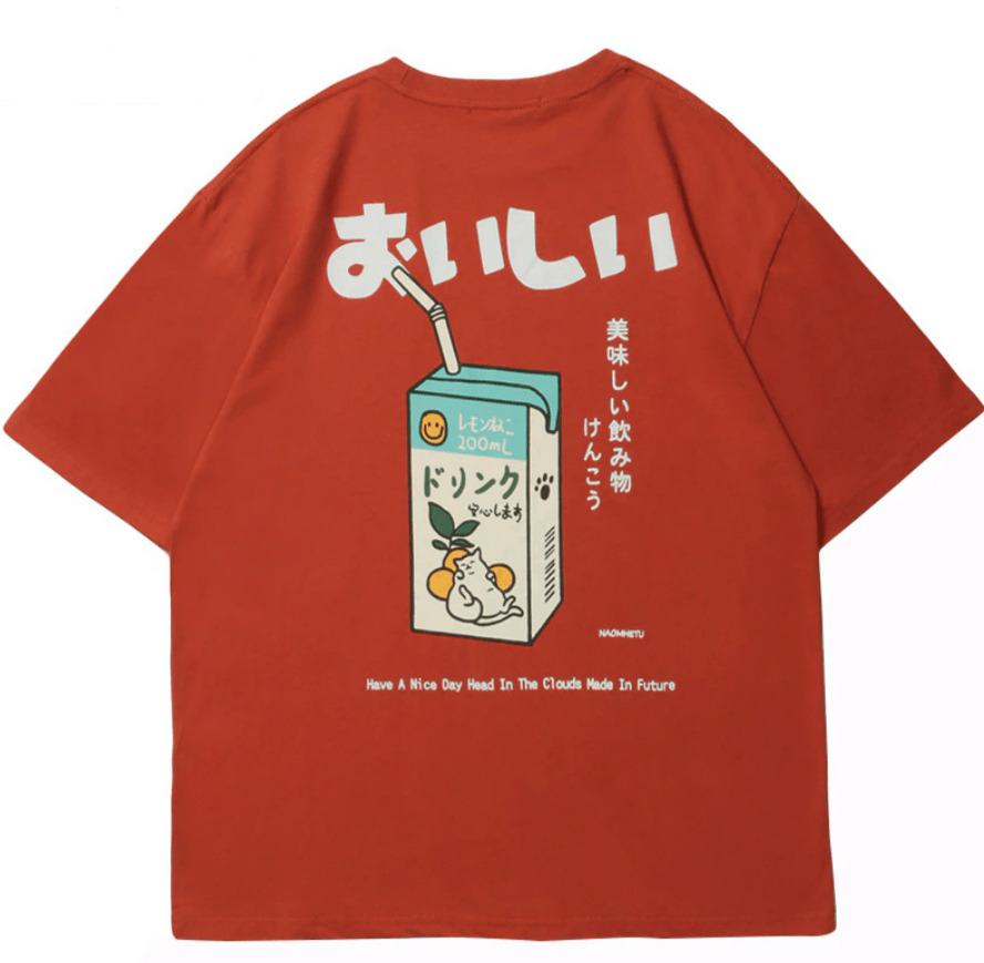 Kanji Juice Box Tee - Y2K Summer Grunge, 90s Retro, Pastel Goth, Y2K Popstar, Baby Te