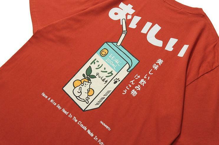 Kanji Juice Box Tee - Y2K Summer Grunge, 90s Retro, Pastel Goth, Y2K Popstar, Baby Te