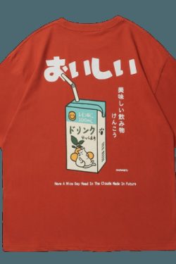 Kanji Juice Box Tee - Y2K Summer Grunge, 90s Retro, Pastel Goth, Y2K Popstar, Baby Te