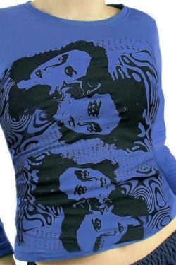 Kara Y2K 90s Graphic Print Sleeved T-Shirt - Retro Grunge Summer Outfit, Y2K Fashion Top