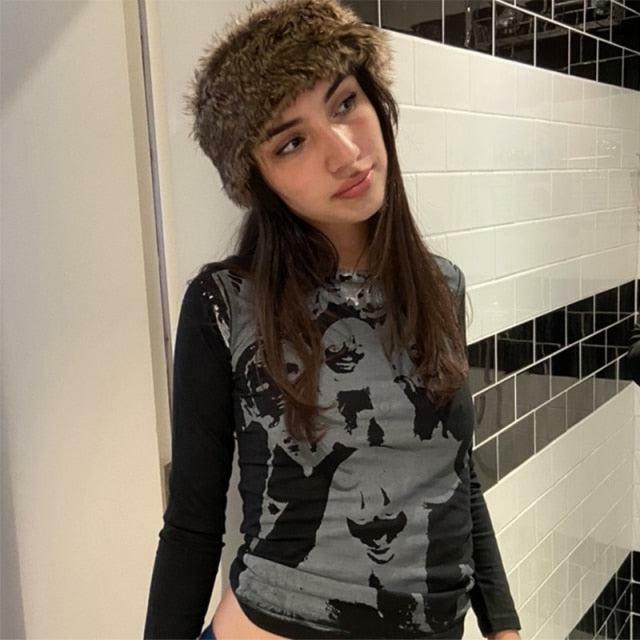 Kara Y2K 90s Graphic Print Sleeved T-Shirt - Retro Grunge Summer Outfit, Y2K Fashion Top