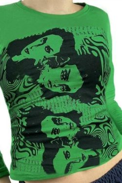 Kara Y2K 90s Graphic Print Sleeved T-Shirt - Retro Grunge Summer Outfit, Y2K Fashion Top