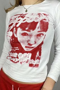Kara Y2K 90s Graphic Print Sleeved T-Shirt - Retro Grunge Summer Outfit, Y2K Fashion Top