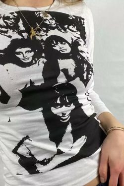 Kara Y2K 90s Graphic Print Sleeved T-Shirt - Retro Grunge Summer Outfit, Y2K Fashion Top