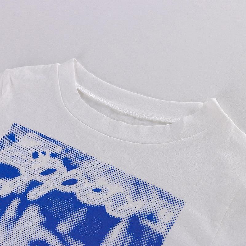 Kara Y2K 90s Graphic Print Sleeved T-Shirt - Retro Grunge Summer Outfit, Y2K Fashion Top