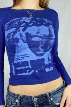 Kara Y2K 90s Graphic Print Sleeved T-Shirt - Retro Grunge Summer Outfit, Y2K Fashion Top