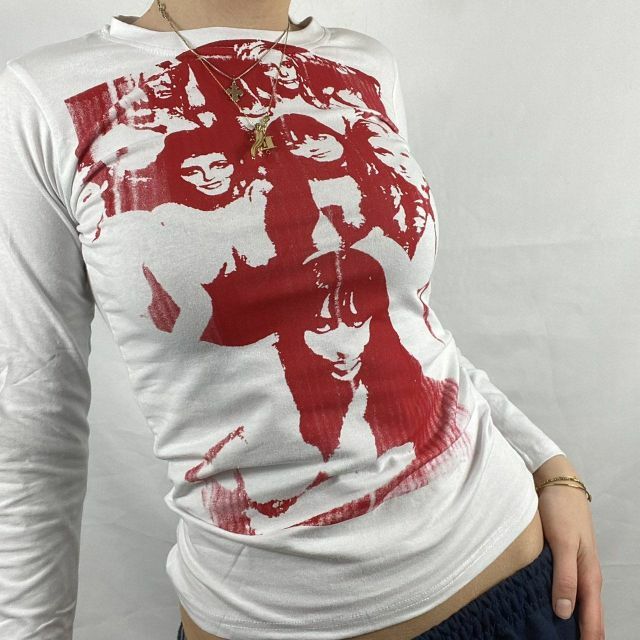 Kara Y2K 90s Graphic Print Sleeved T-Shirt - Retro Grunge Summer Outfit, Y2K Fashion Top