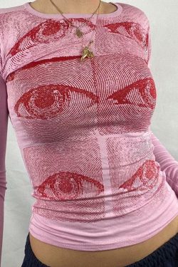 Kara Y2K 90s Graphic Print Sleeved T-Shirt - Retro Grunge Summer Outfit, Y2K Fashion Top