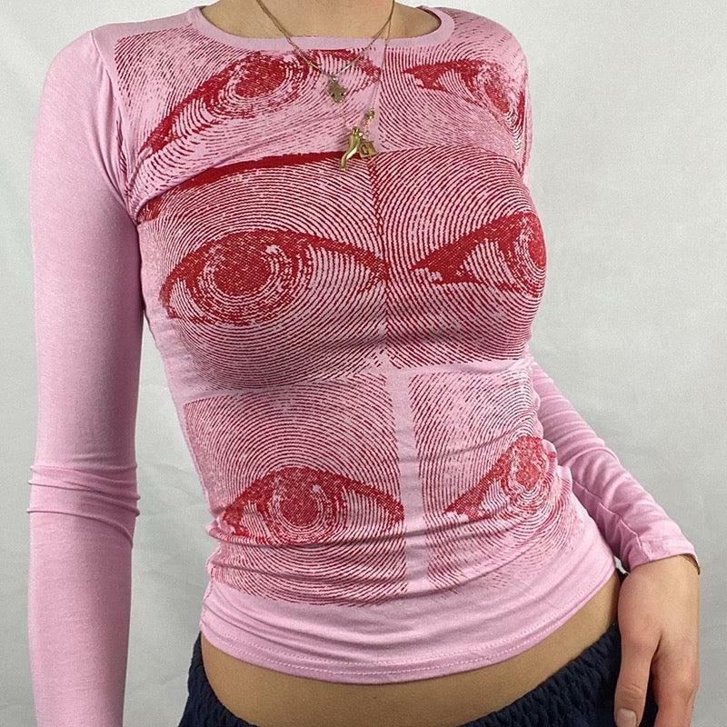 Kara Y2K 90s Graphic Print Sleeved T-Shirt - Retro Grunge Summer Outfit, Y2K Fashion Top