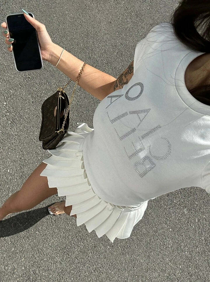 Kari Pleated Short Skirt - Y2K Summer Grunge Outfit, 90s Fashion, Retro Goth Style