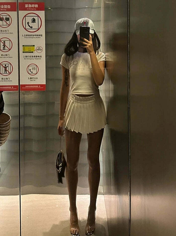 Kari Pleated Short Skirt - Y2K Summer Grunge Outfit, 90s Fashion, Retro Goth Style