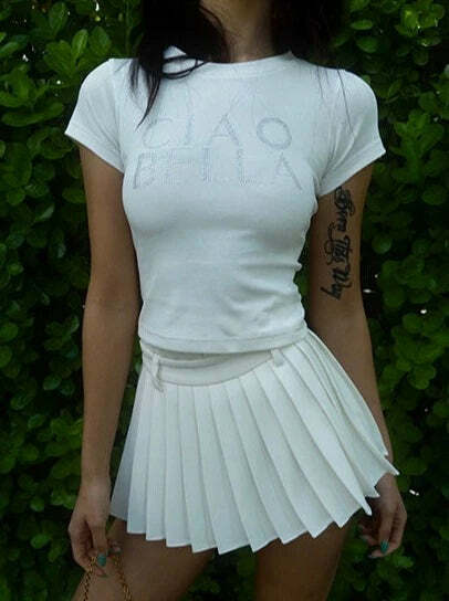 Kari Pleated Short Skirt - Y2K Summer Grunge Outfit, 90s Fashion, Retro Goth Style