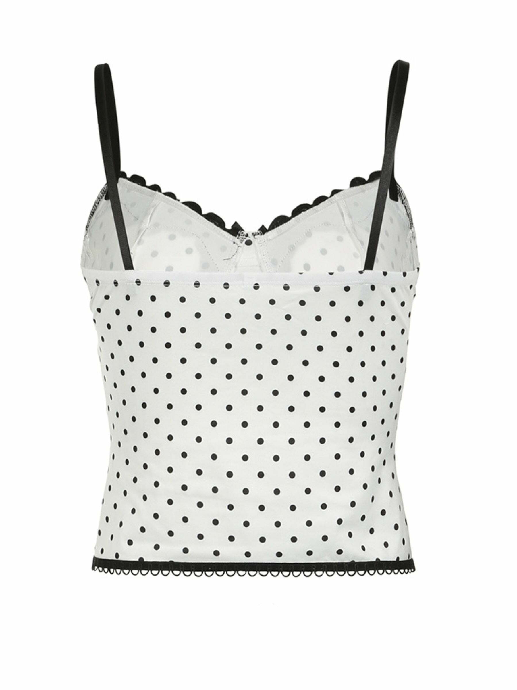 Karime Y2K Polka-Dot Lace Corset Top - 90s Grunge, Retro, Summer, Party, and Club Outfits