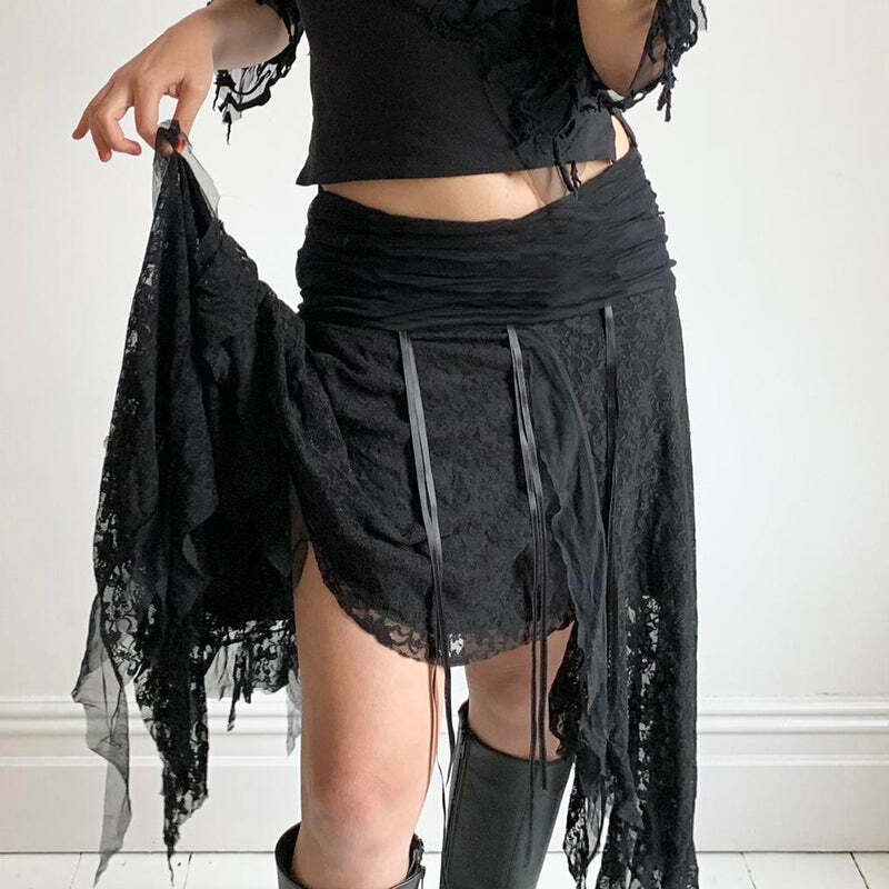 Karlie Lace Midi Skirt - Y2K Summer, 90s Fashion, Grunge, Retro, Pastel Goth, Y2K Party