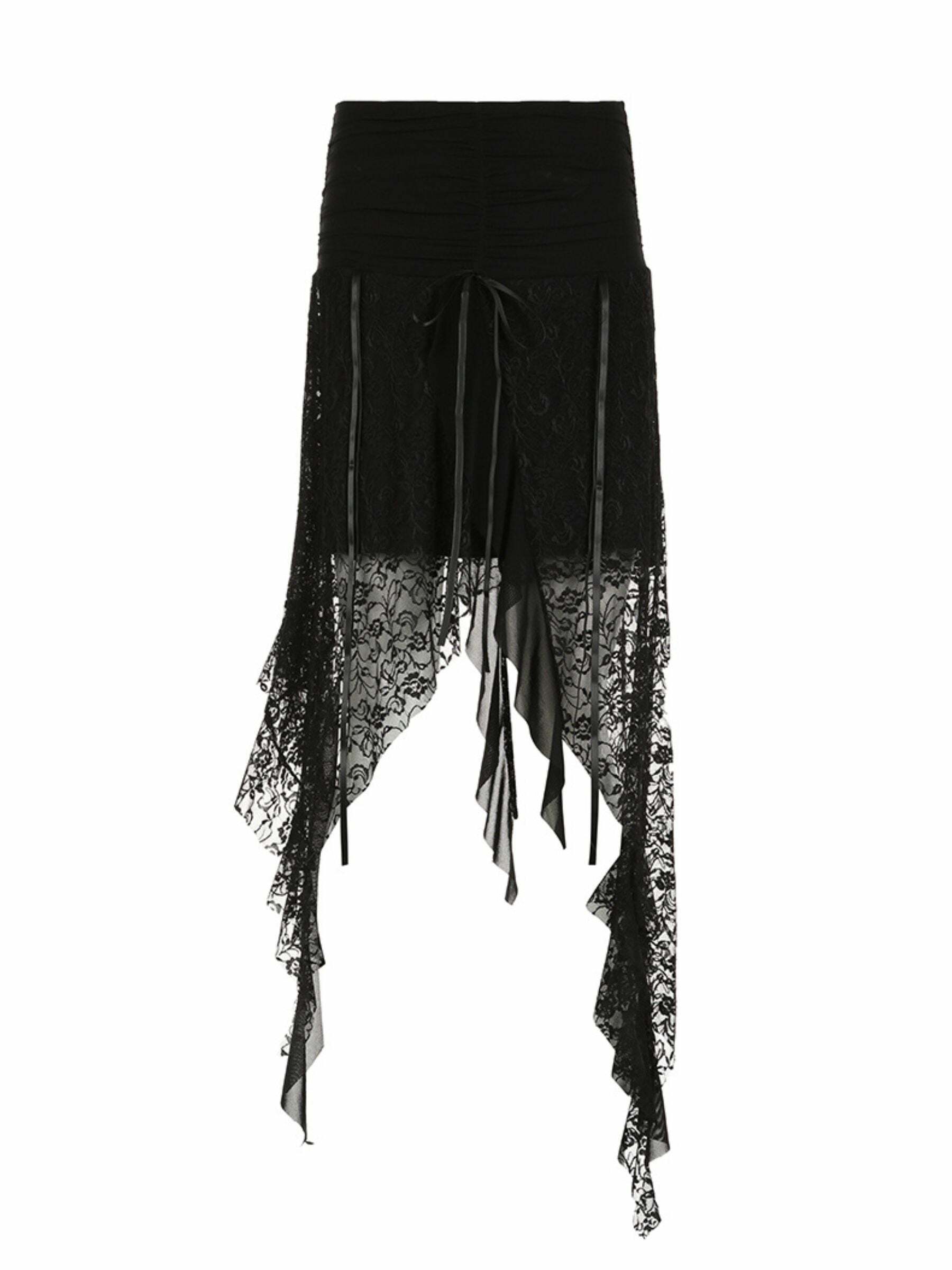 Karlie Lace Midi Skirt - Y2K Summer, 90s Fashion, Grunge, Retro, Pastel Goth, Y2K Party