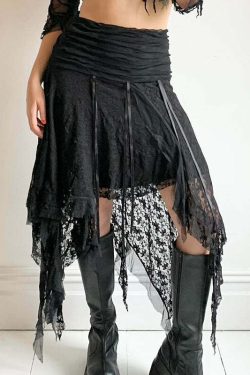 Karlie Lace Midi Skirt - Y2K Summer, 90s Fashion, Grunge, Retro, Pastel Goth, Y2K Party