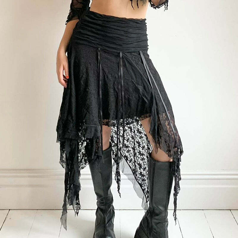 Karlie Lace Midi Skirt - Y2K Summer, 90s Fashion, Grunge, Retro, Pastel Goth, Y2K Party