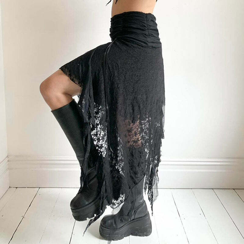 Karlie Lace Midi Skirt - Y2K Summer, 90s Fashion, Grunge, Retro, Pastel Goth, Y2K Party