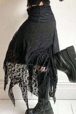 Karlie Lace Midi Skirt - Y2K Summer, 90s Fashion, Grunge, Retro, Pastel Goth, Y2K Party