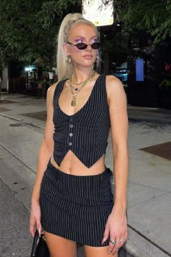 Katia Y2K Skirt Set - 90s Grunge Summer Outfit, Retro Popstar Style, Pastel Goth Fashion