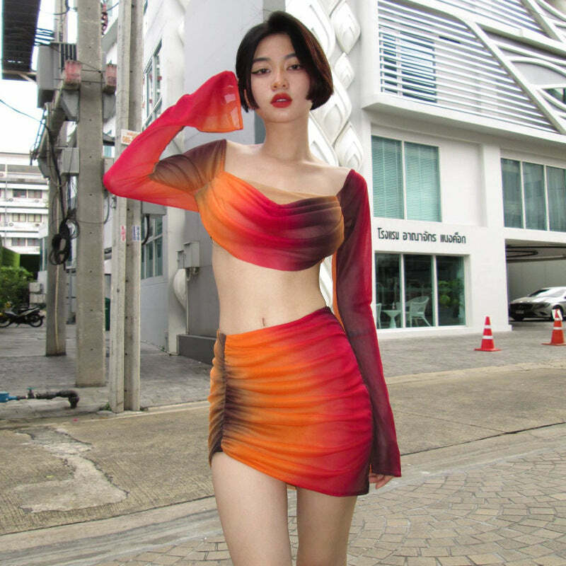 Katlyn Skirt Set - Y2K Summer Grunge Outfit, 90s Fashion, Retro Style, Pastel Goth, Y2K Club