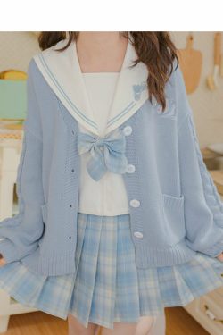 Kawaii Aesthetic Blue Cardigan Sweater - Y2K Summer, 90s Fashion, Grunge, Retro, Pastel Goth