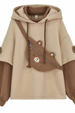 Kawaii Aesthetic Cute Bear Hoodie - Y2K Summer, 90s Grunge, Retro Style, Pastel Goth, Y2K Out