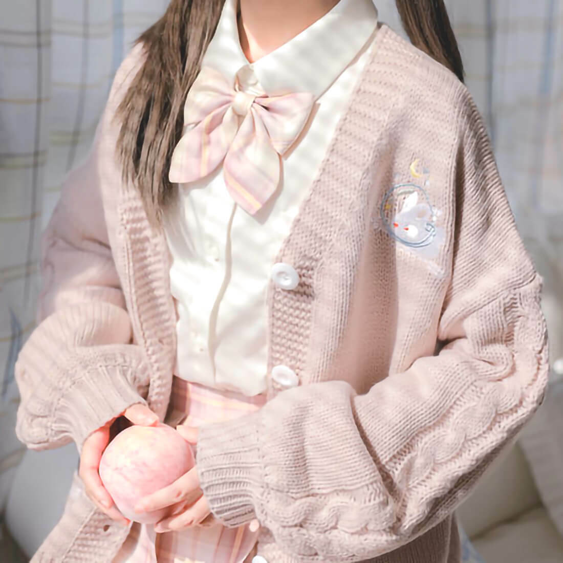 Kawaii Aesthetic Pink Cardigan Sweater - Y2K Summer, 90s Grunge, Retro Pastel Goth Fashion