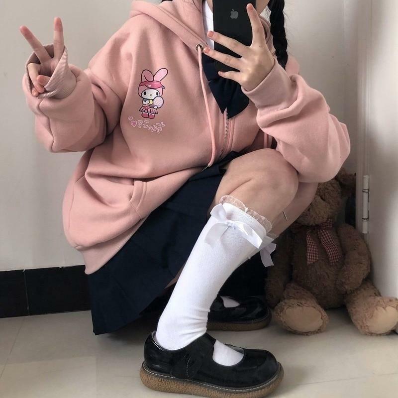 Kawaii Anime Hoodie - Y2K Summer Grunge, 90s Retro, Pastel Goth, Y2K Club & Party Outfits