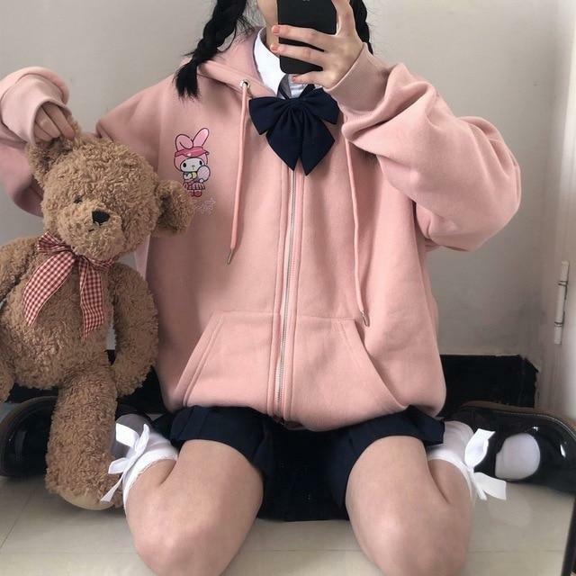 Kawaii Anime Hoodie - Y2K Summer Grunge, 90s Retro, Pastel Goth, Y2K Club & Party Outfits