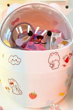 Kawaii Bear Desktop Trash Can - Y2K Summer, 90s Grunge, Retro Style, Pastel Goth, Y2K Popstar