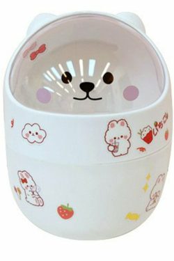 Kawaii Bear Desktop Trash Can - Y2K Summer, 90s Grunge, Retro Style, Pastel Goth, Y2K Popstar