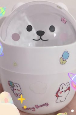 Kawaii Bear Desktop Trash Can - Y2K Summer, 90s Grunge, Retro Style, Pastel Goth, Y2K Popstar