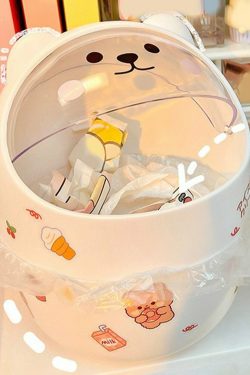 Kawaii Bear Desktop Trash Can - Y2K Summer, 90s Grunge, Retro Style, Pastel Goth, Y2K Popstar